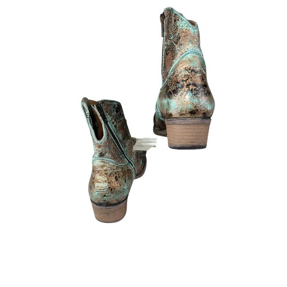 Sterling River Ankle Boots Leather Teal Color Women's Size 9M Side Zip - Picture 2 of 6